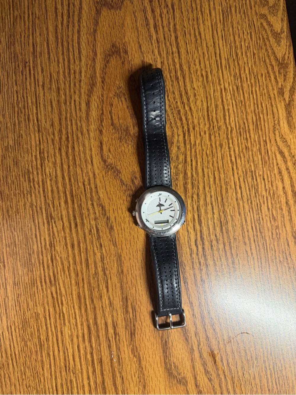 BMW Men's Watch with Black Leather Strap and White Dial